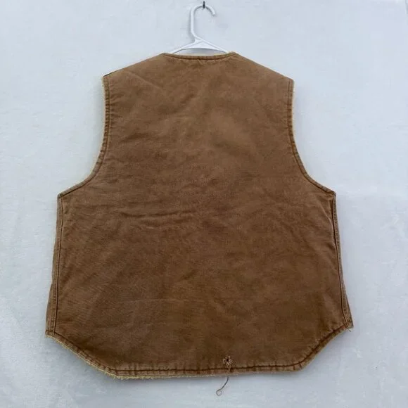 Vintage Carhartt Arctic Vest Mens XL Brown Sherpa Line Made In USA 6SV 90s - Picture 10 of 12
